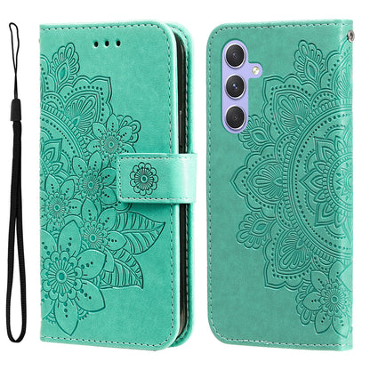 For Samsung Galaxy M54 5G / F54 5G Flower Imprinted Leather Wallet Case Stand Flip Protective Phone Cover