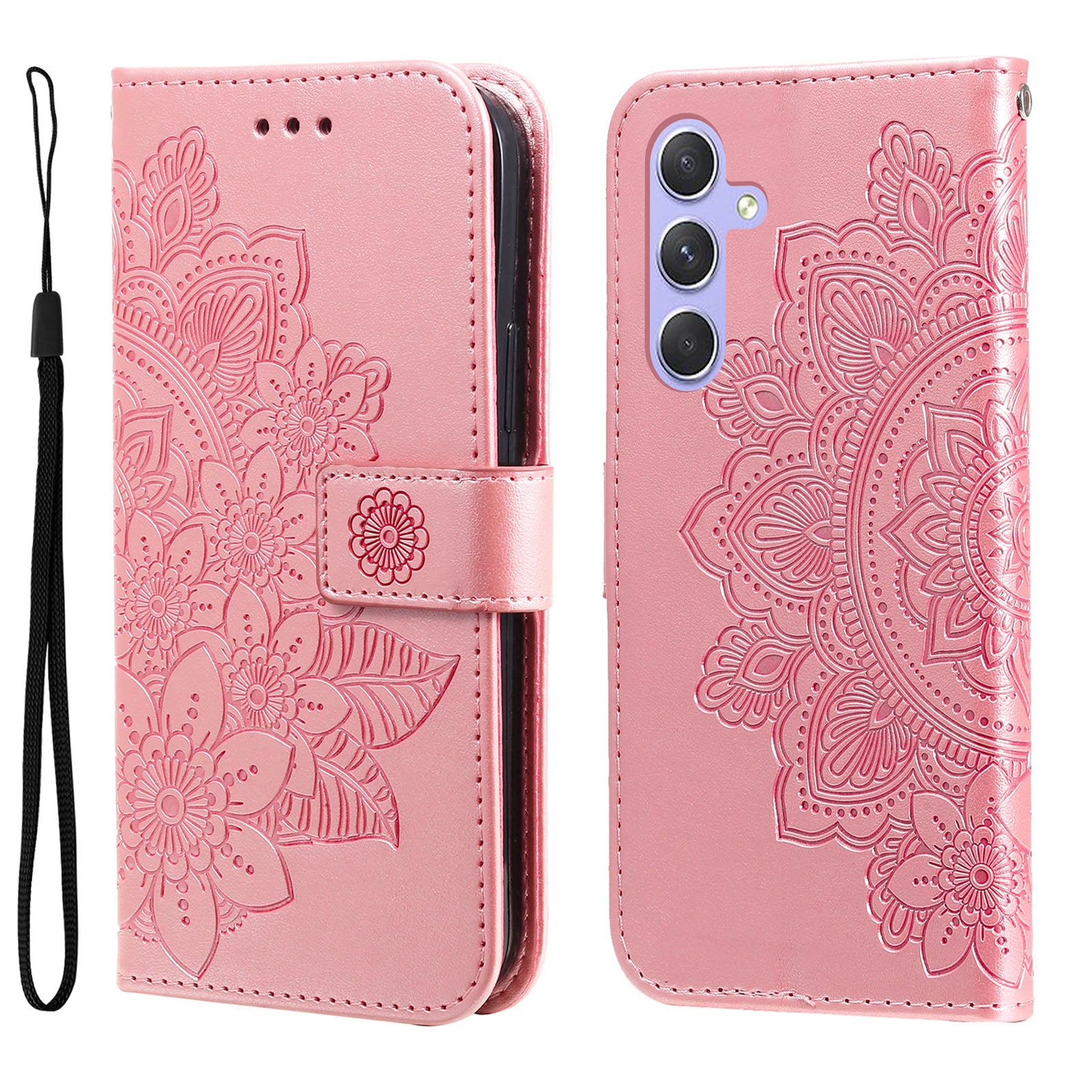 For Samsung Galaxy M54 5G / F54 5G Flower Imprinted Leather Wallet Case Stand Flip Protective Phone Cover