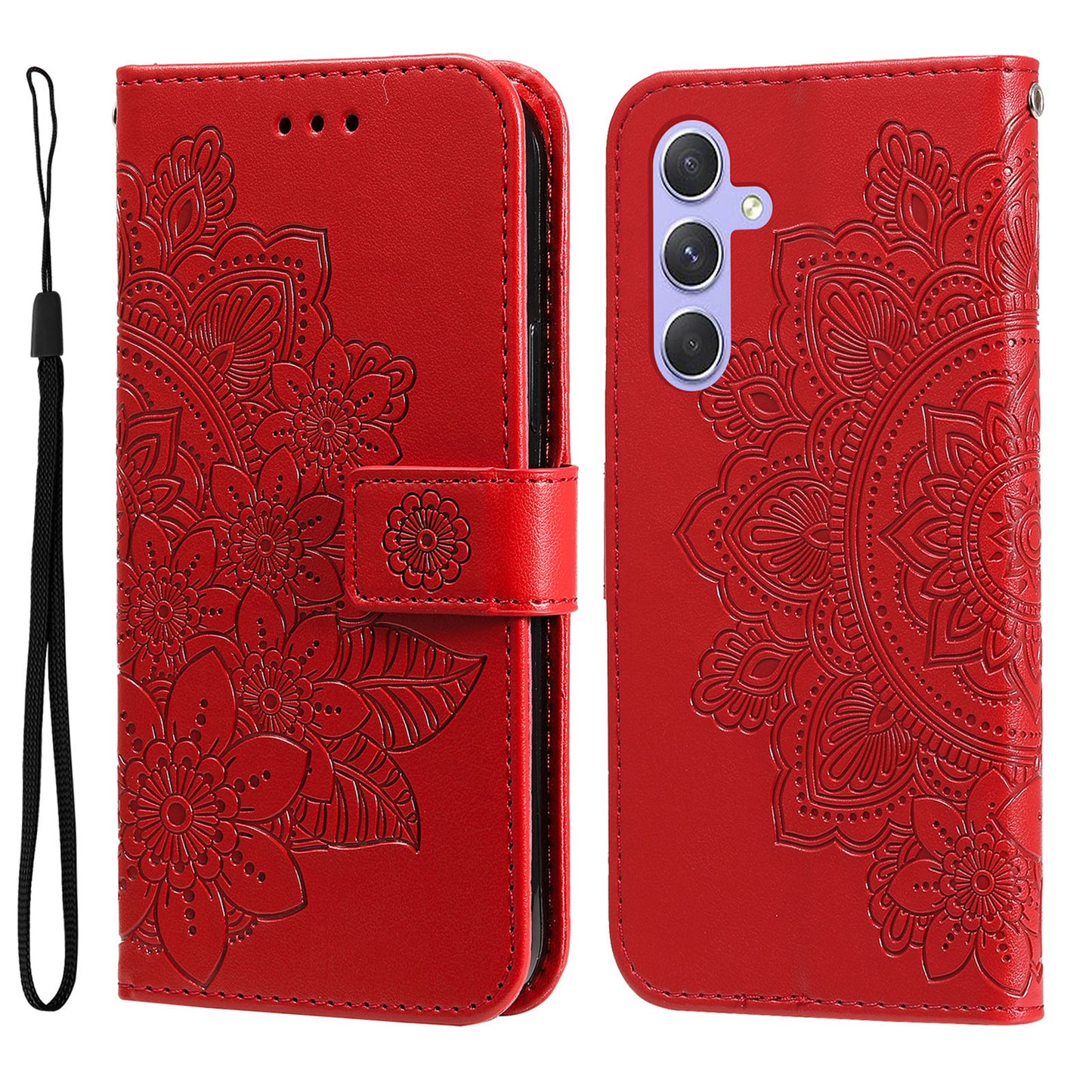 For Samsung Galaxy M54 5G / F54 5G Flower Imprinted Leather Wallet Case Stand Flip Protective Phone Cover