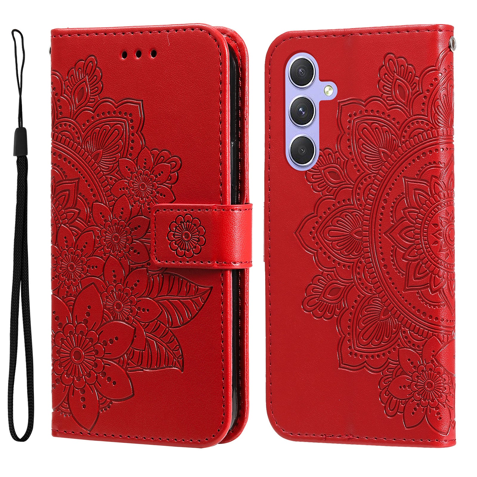 For Samsung Galaxy M54 5G / F54 5G Flower Imprinted Leather Wallet Case Stand Flip Protective Phone Cover