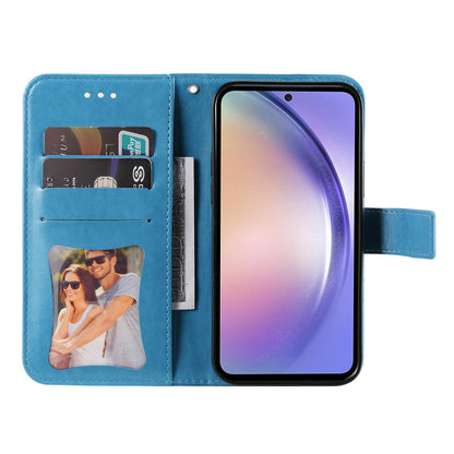 For Samsung Galaxy M54 5G / F54 5G Flower Imprinted Leather Wallet Case Stand Flip Protective Phone Cover