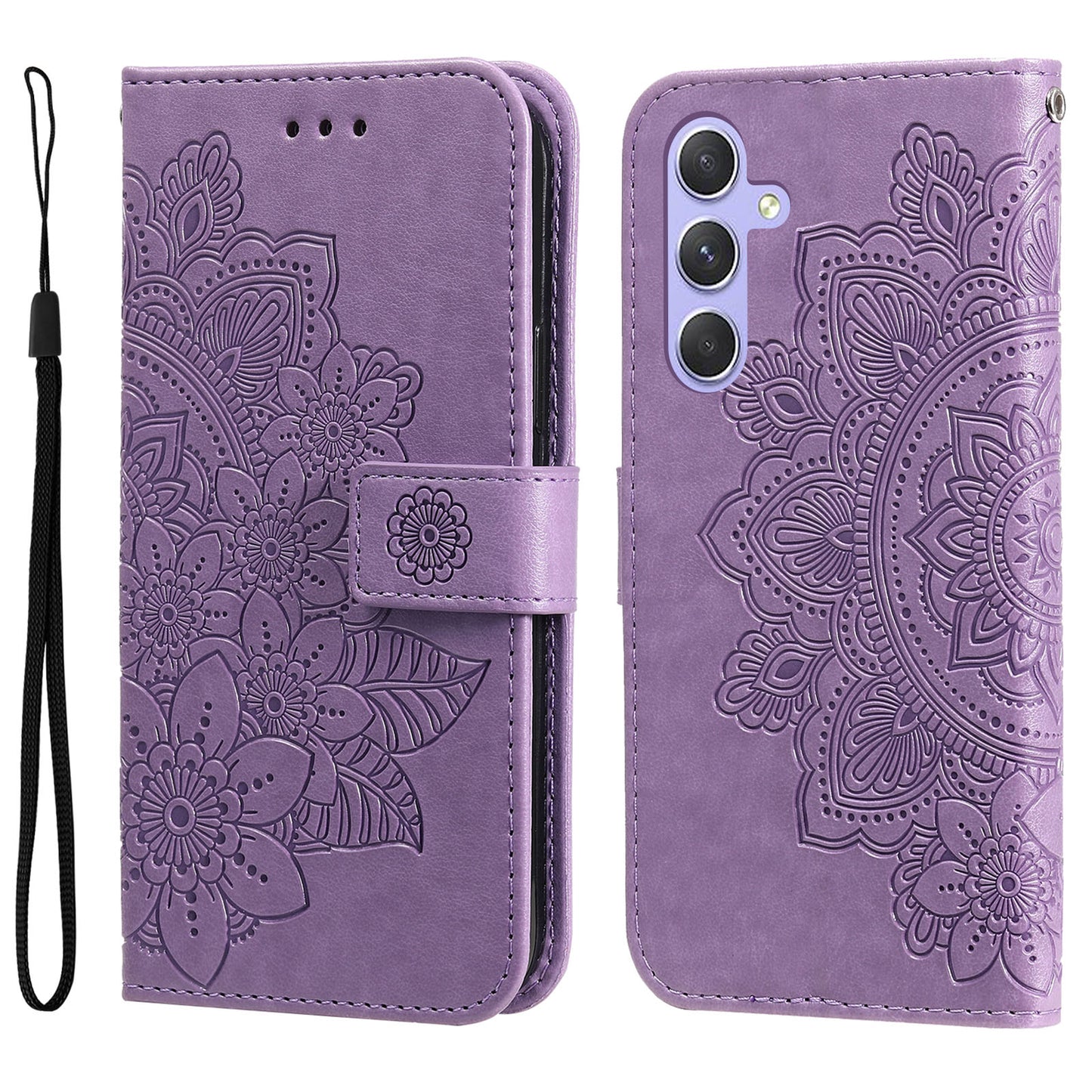 For Samsung Galaxy M54 5G / F54 5G Flower Imprinted Leather Wallet Case Stand Flip Protective Phone Cover