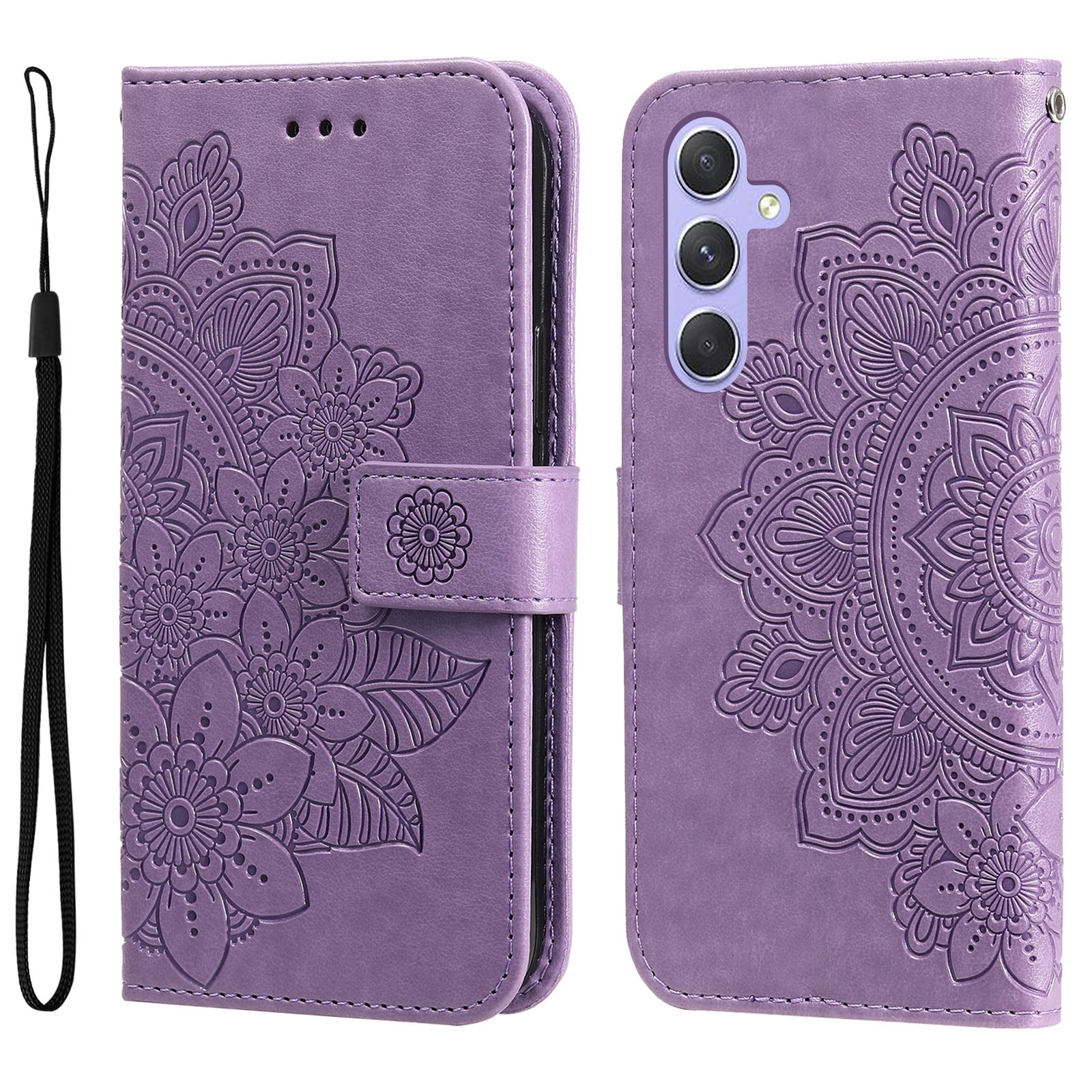 For Samsung Galaxy M54 5G / F54 5G Flower Imprinted Leather Wallet Case Stand Flip Protective Phone Cover
