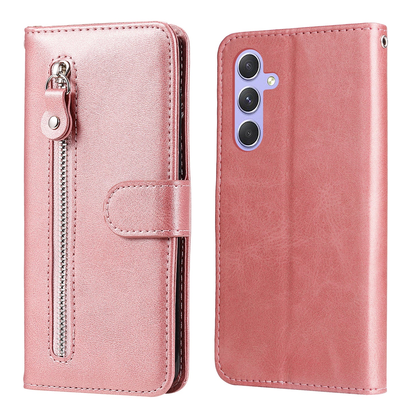 For Samsung Galaxy M54 5G / F54 5G PU Leather Zipper Pocket Phone Case Calf Texture Wallet Stand Cover