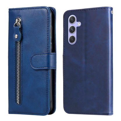 For Samsung Galaxy M54 5G / F54 5G PU Leather Zipper Pocket Phone Case Calf Texture Wallet Stand Cover