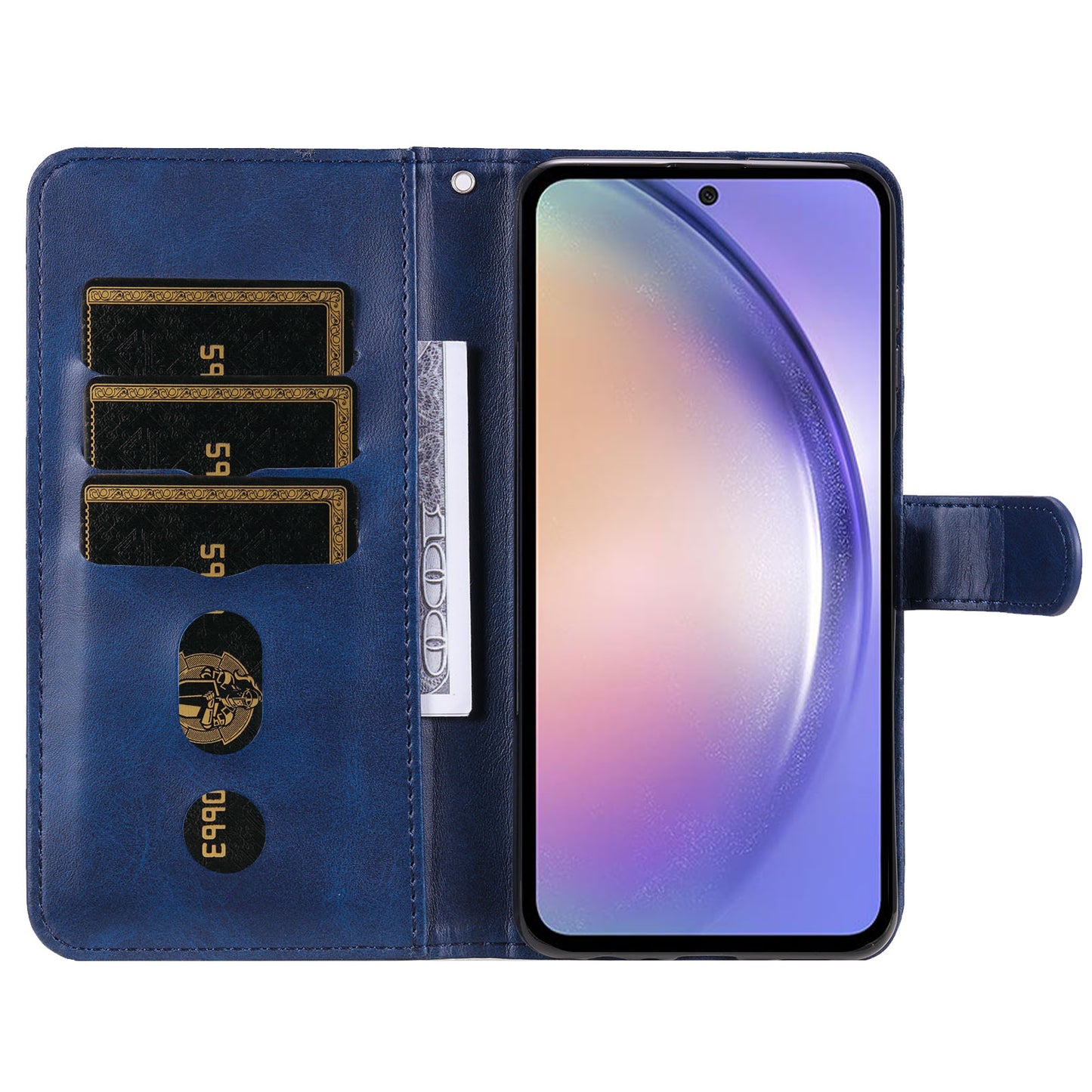 For Samsung Galaxy M54 5G / F54 5G PU Leather Zipper Pocket Phone Case Calf Texture Wallet Stand Cover