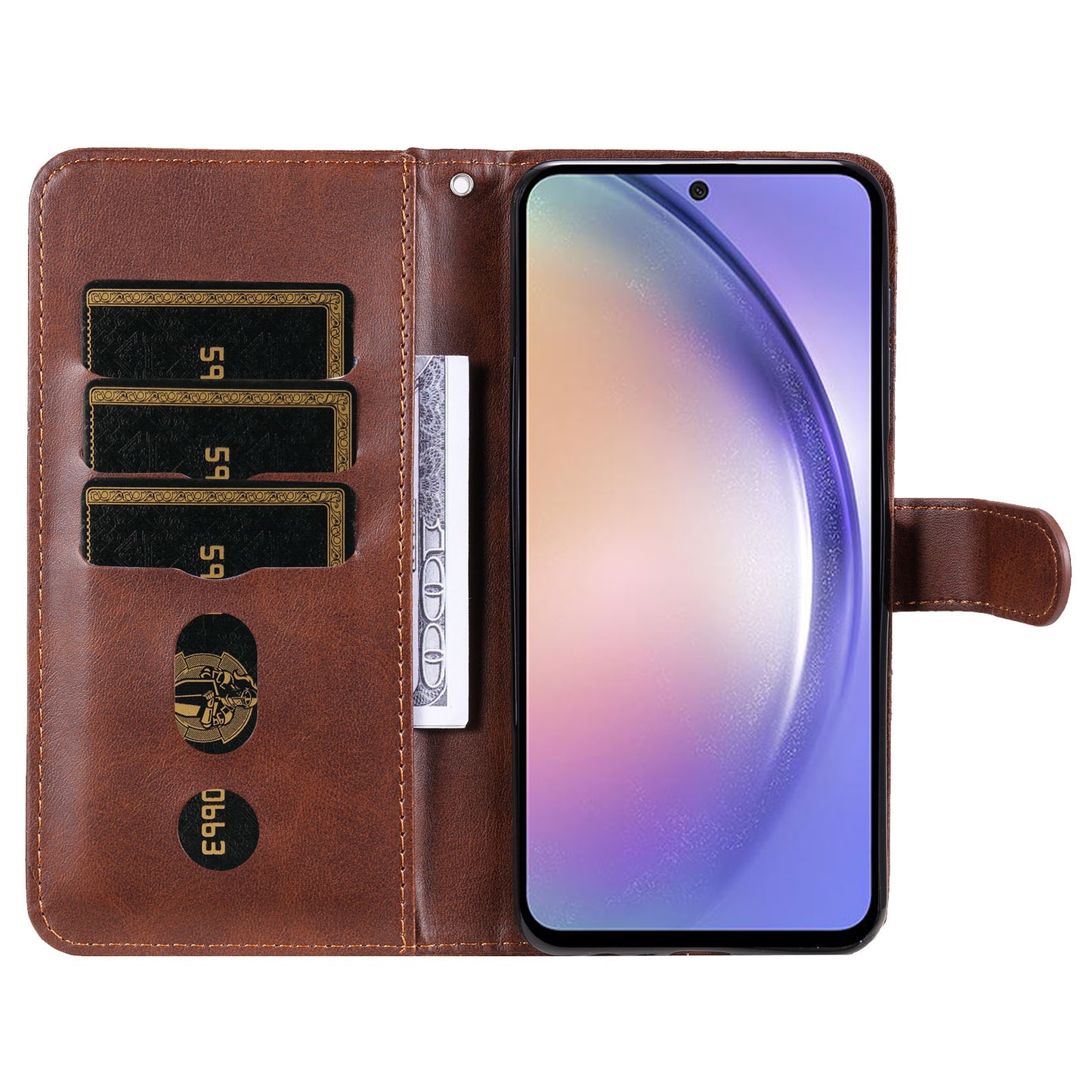 For Samsung Galaxy M54 5G / F54 5G PU Leather Zipper Pocket Phone Case Calf Texture Wallet Stand Cover