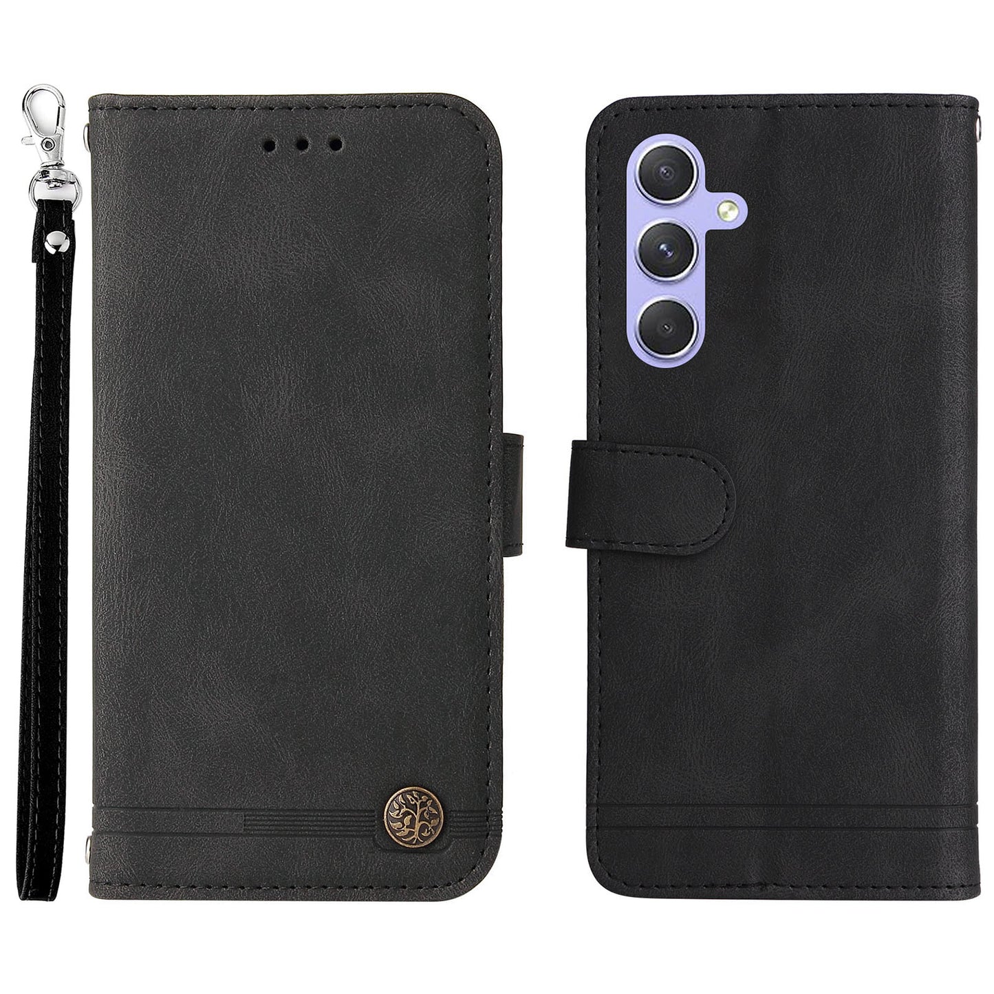 For Samsung Galaxy M54 5G / F54 5G PU Leather Skin-touch Phone Case Imprinted Lines Stand Wallet Cover