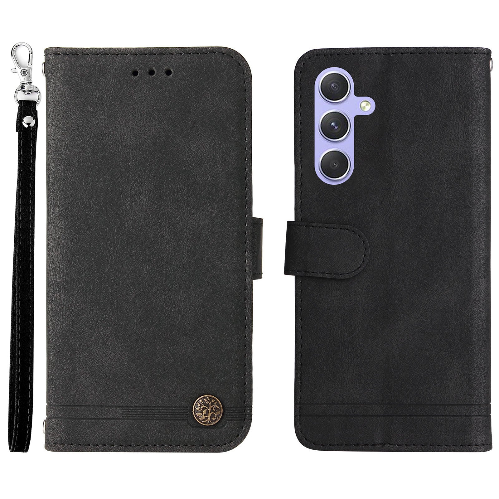 For Samsung Galaxy M54 5G / F54 5G PU Leather Skin-touch Phone Case Imprinted Lines Stand Wallet Cover
