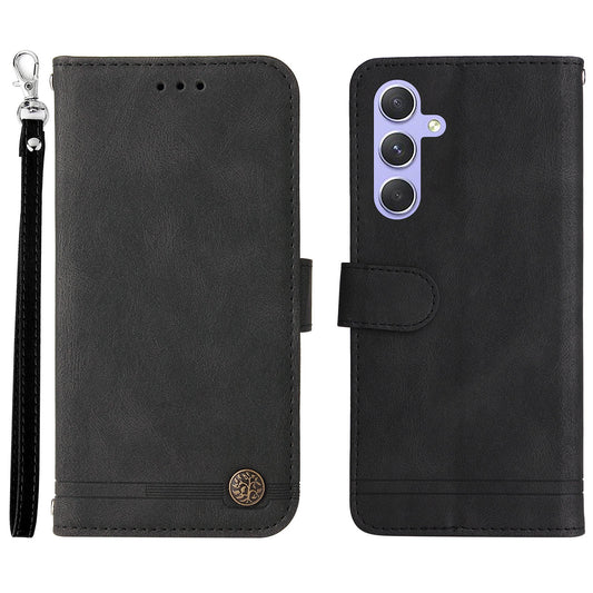 For Samsung Galaxy M54 5G / F54 5G PU Leather Skin-touch Phone Case Imprinted Lines Stand Wallet Cover