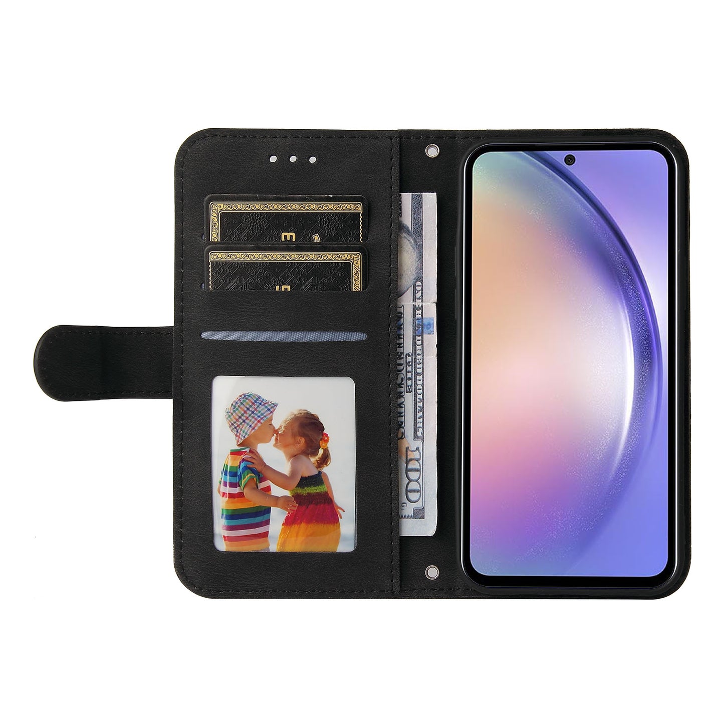 For Samsung Galaxy M54 5G / F54 5G PU Leather Skin-touch Phone Case Imprinted Lines Stand Wallet Cover