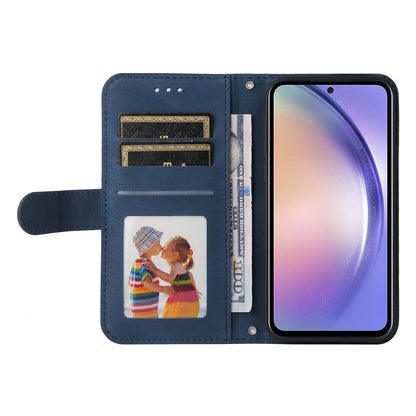 For Samsung Galaxy M54 5G / F54 5G PU Leather Skin-touch Phone Case Imprinted Lines Stand Wallet Cover