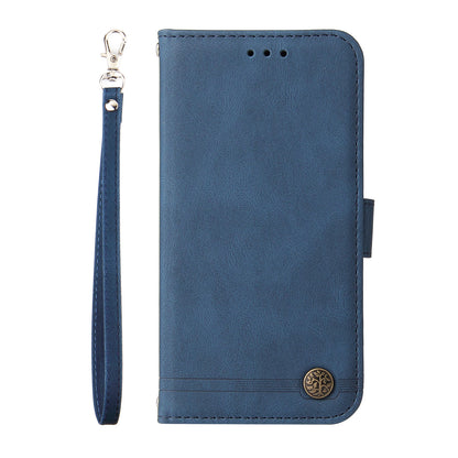 For Samsung Galaxy M54 5G / F54 5G PU Leather Skin-touch Phone Case Imprinted Lines Stand Wallet Cover