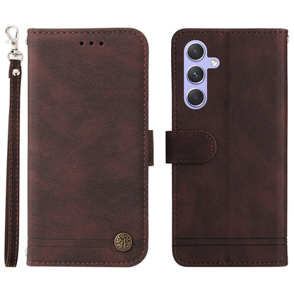 For Samsung Galaxy M54 5G / F54 5G PU Leather Skin-touch Phone Case Imprinted Lines Stand Wallet Cover
