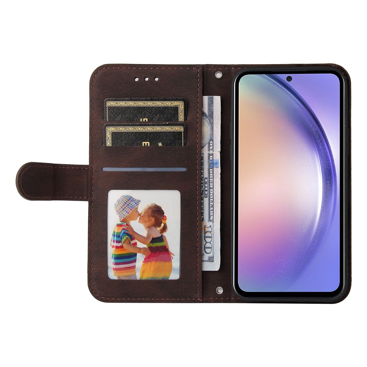 For Samsung Galaxy M54 5G / F54 5G PU Leather Skin-touch Phone Case Imprinted Lines Stand Wallet Cover