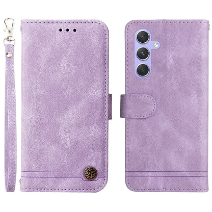For Samsung Galaxy M54 5G / F54 5G PU Leather Skin-touch Phone Case Imprinted Lines Stand Wallet Cover