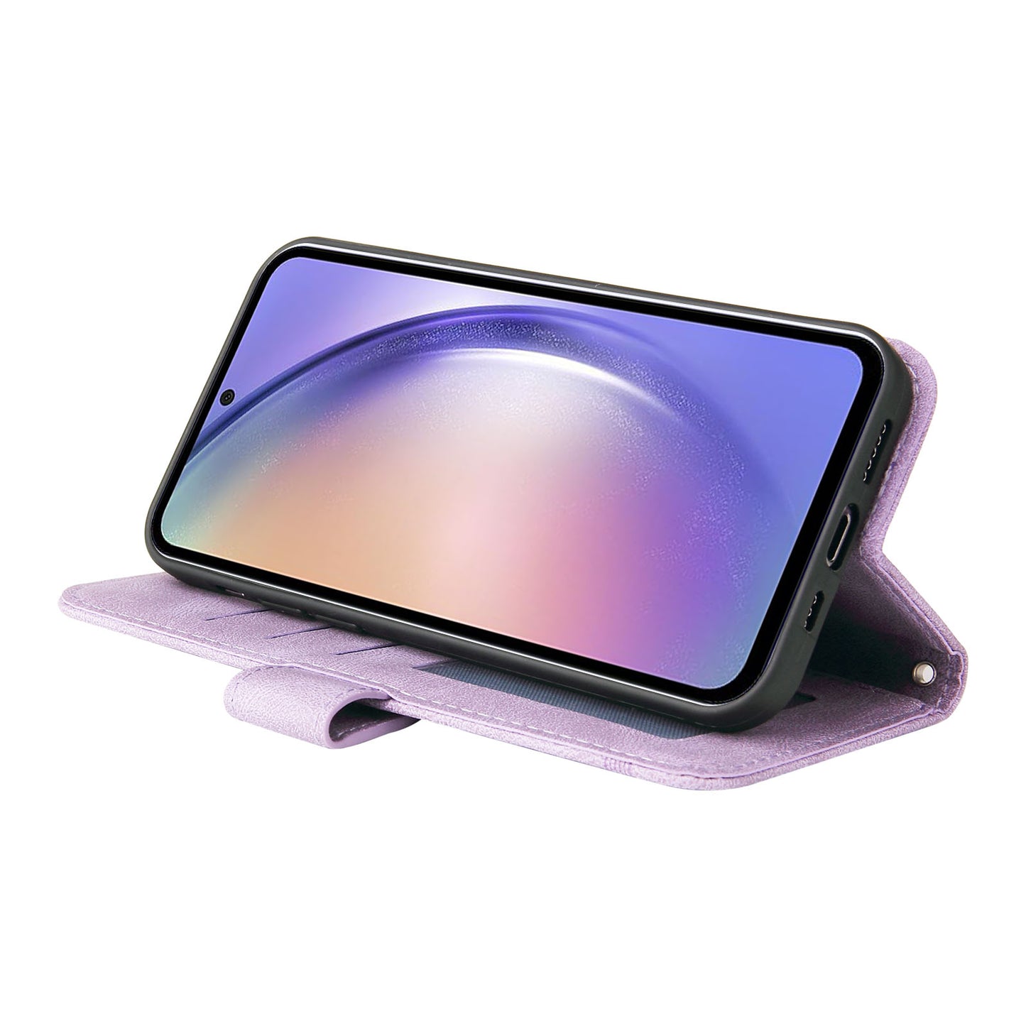 For Samsung Galaxy M54 5G / F54 5G PU Leather Skin-touch Phone Case Imprinted Lines Stand Wallet Cover