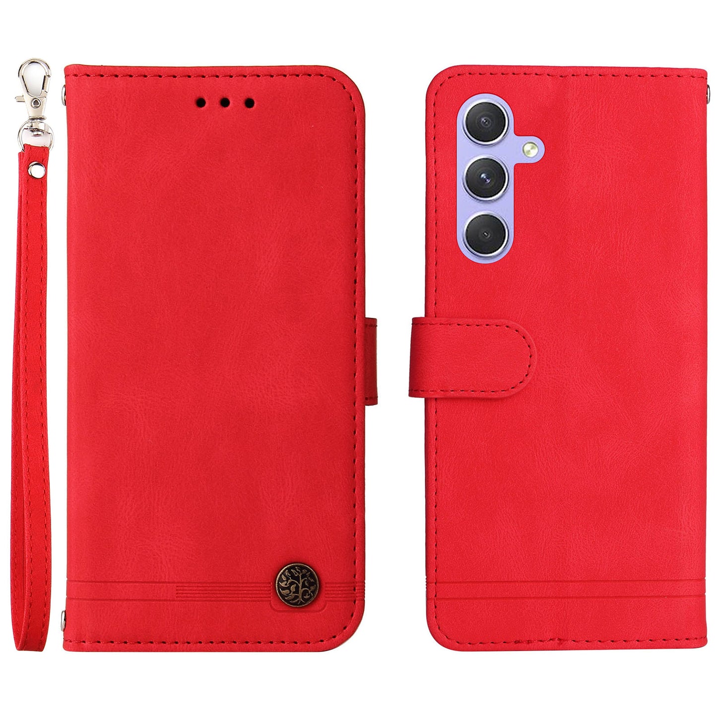 For Samsung Galaxy M54 5G / F54 5G PU Leather Skin-touch Phone Case Imprinted Lines Stand Wallet Cover