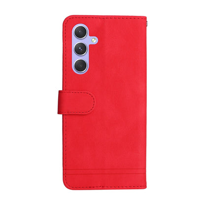 For Samsung Galaxy M54 5G / F54 5G PU Leather Skin-touch Phone Case Imprinted Lines Stand Wallet Cover