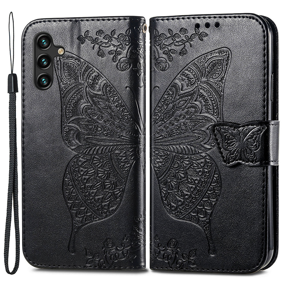 For Samsung Galaxy A24 4G Stand Wallet Case PU Leather Butterfly Imprinted Flip Phone Cover