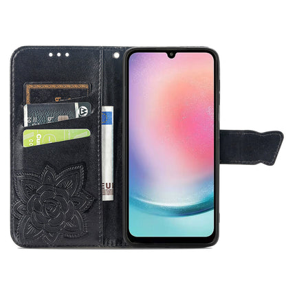 For Samsung Galaxy A24 4G Stand Wallet Case PU Leather Butterfly Imprinted Flip Phone Cover