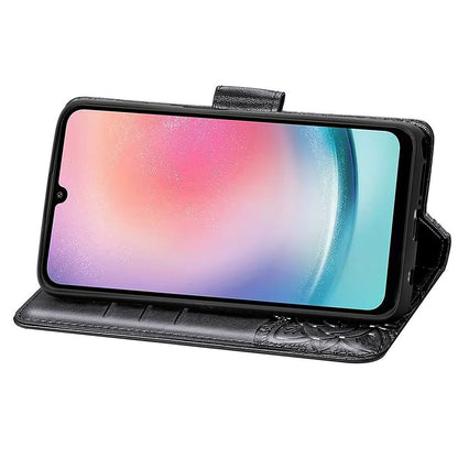 For Samsung Galaxy A24 4G Stand Wallet Case PU Leather Butterfly Imprinted Flip Phone Cover