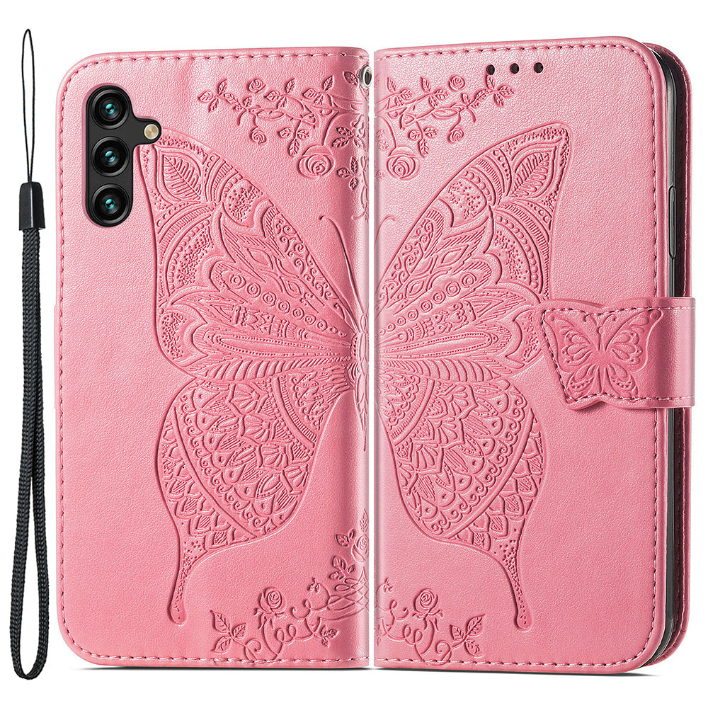 For Samsung Galaxy A24 4G Stand Wallet Case PU Leather Butterfly Imprinted Flip Phone Cover