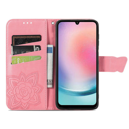 For Samsung Galaxy A24 4G Stand Wallet Case PU Leather Butterfly Imprinted Flip Phone Cover