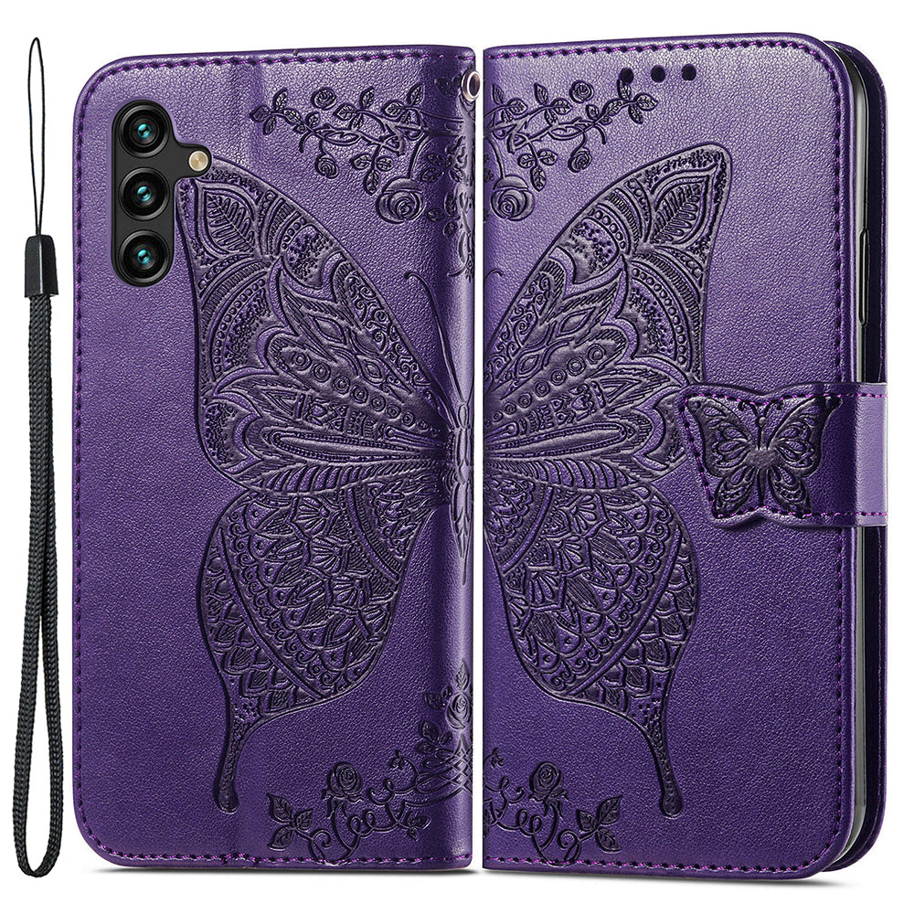 For Samsung Galaxy A24 4G Stand Wallet Case PU Leather Butterfly Imprinted Flip Phone Cover
