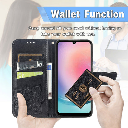 For Samsung Galaxy A24 4G Stand Wallet Case PU Leather Butterfly Imprinted Flip Phone Cover