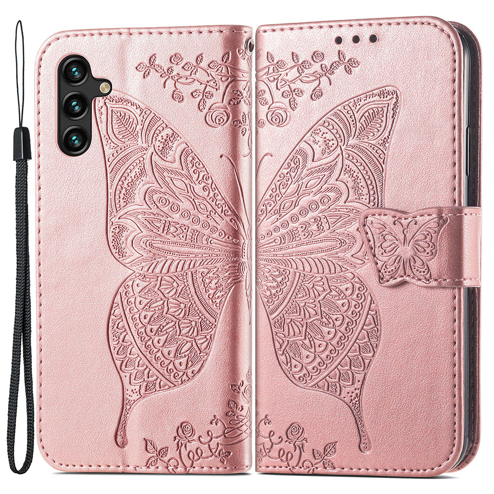 For Samsung Galaxy A24 4G Stand Wallet Case PU Leather Butterfly Imprinted Flip Phone Cover
