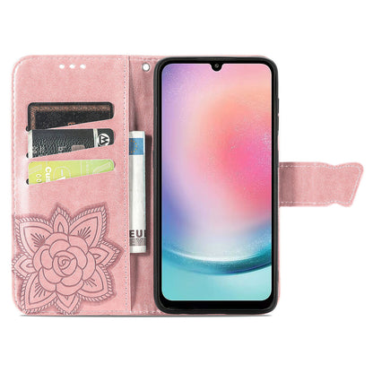 For Samsung Galaxy A24 4G Stand Wallet Case PU Leather Butterfly Imprinted Flip Phone Cover