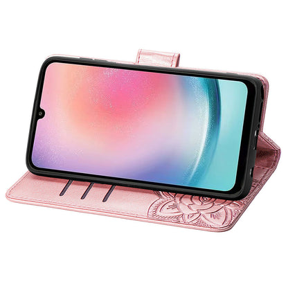 For Samsung Galaxy A24 4G Stand Wallet Case PU Leather Butterfly Imprinted Flip Phone Cover