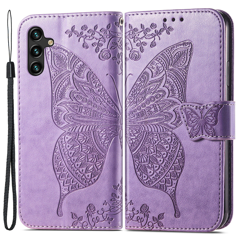 For Samsung Galaxy A24 4G Stand Wallet Case PU Leather Butterfly Imprinted Flip Phone Cover