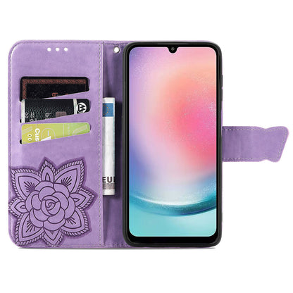 For Samsung Galaxy A24 4G Stand Wallet Case PU Leather Butterfly Imprinted Flip Phone Cover
