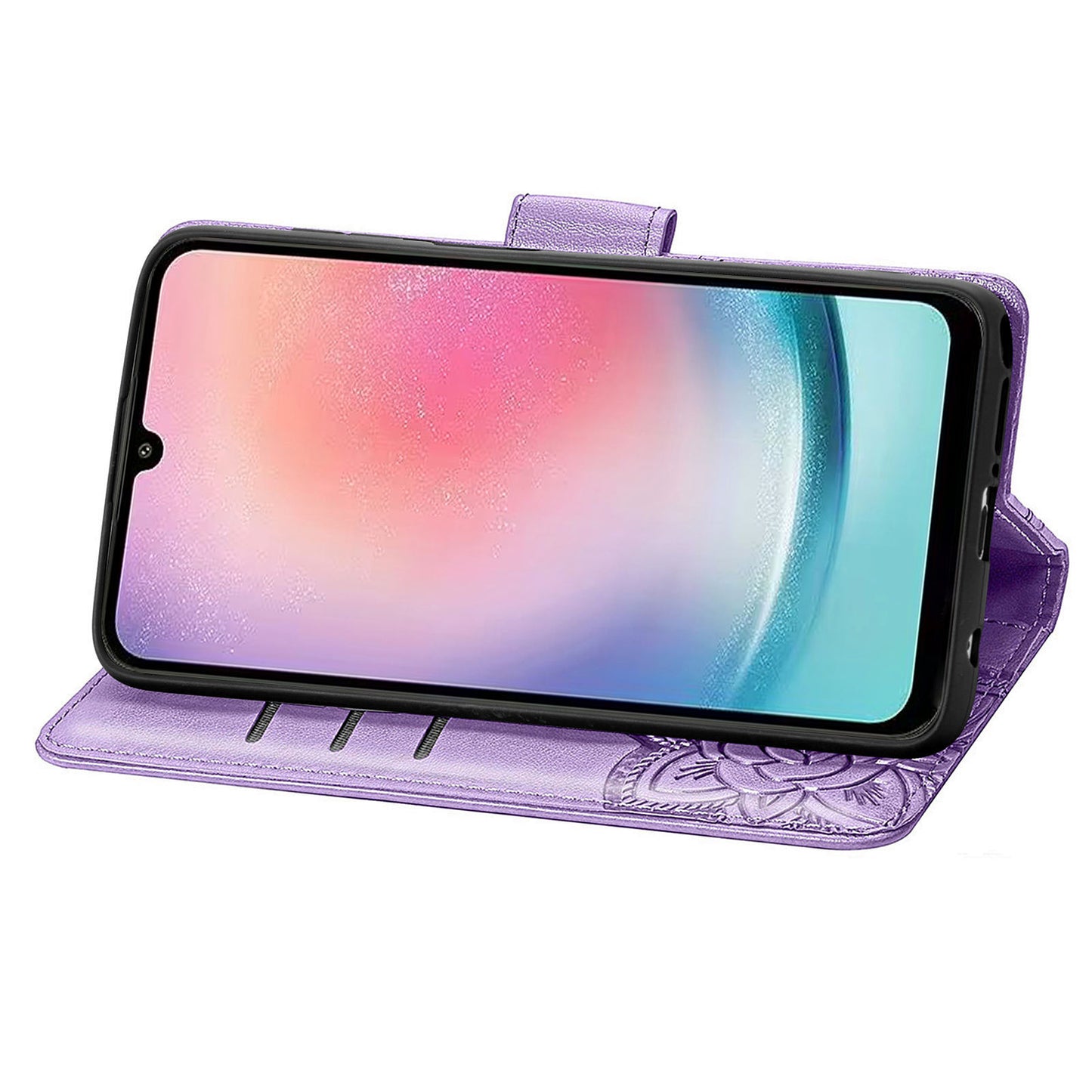 For Samsung Galaxy A24 4G Stand Wallet Case PU Leather Butterfly Imprinted Flip Phone Cover