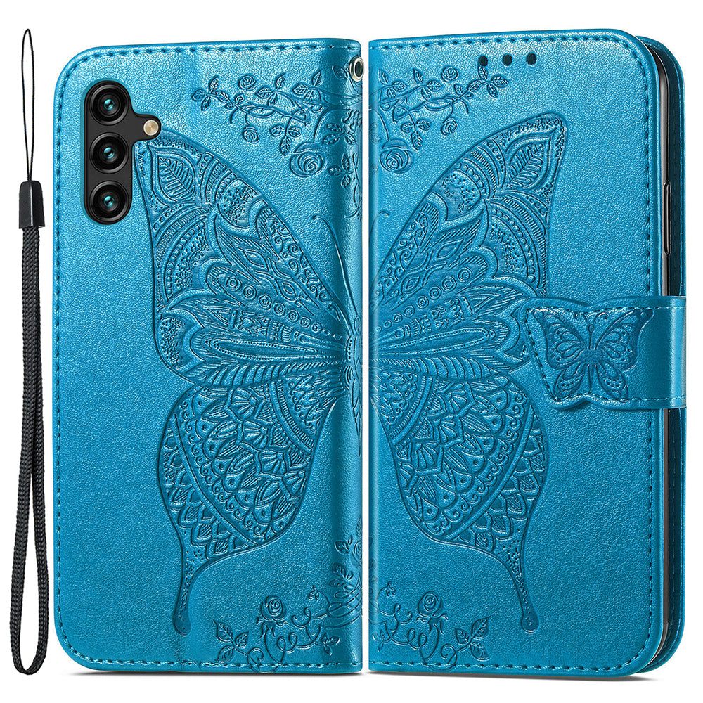 For Samsung Galaxy A24 4G Stand Wallet Case PU Leather Butterfly Imprinted Flip Phone Cover