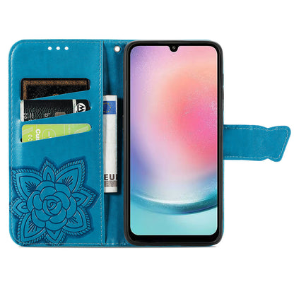 For Samsung Galaxy A24 4G Stand Wallet Case PU Leather Butterfly Imprinted Flip Phone Cover