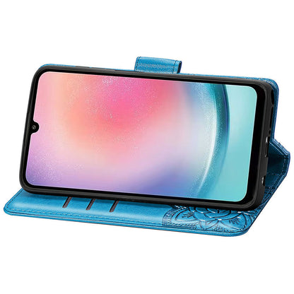 For Samsung Galaxy A24 4G Stand Wallet Case PU Leather Butterfly Imprinted Flip Phone Cover