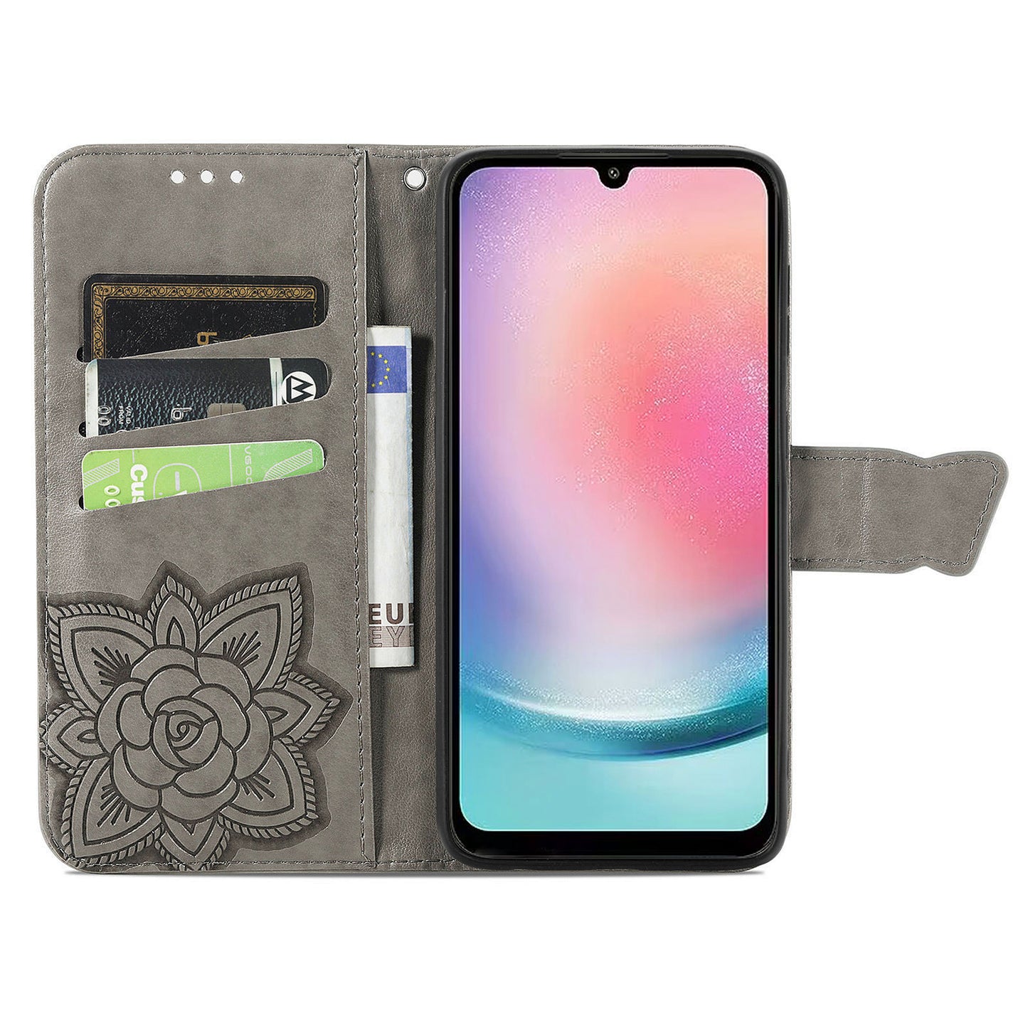 For Samsung Galaxy A24 4G Stand Wallet Case PU Leather Butterfly Imprinted Flip Phone Cover