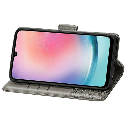 For Samsung Galaxy A24 4G Stand Wallet Case PU Leather Butterfly Imprinted Flip Phone Cover