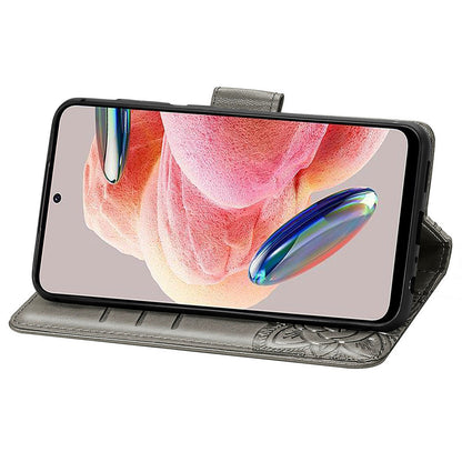 For Xiaomi Redmi Note 12 4G PU Leather Cover Stand Butterfly Imprinted Flip Wallet Phone Case