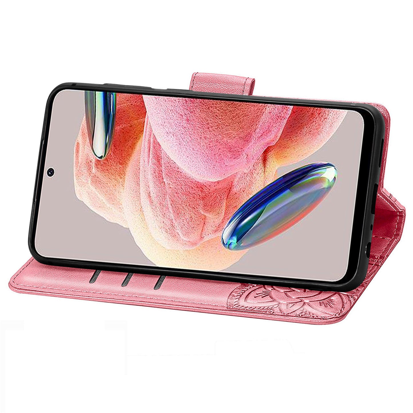 For Xiaomi Redmi Note 12 4G PU Leather Cover Stand Butterfly Imprinted Flip Wallet Phone Case