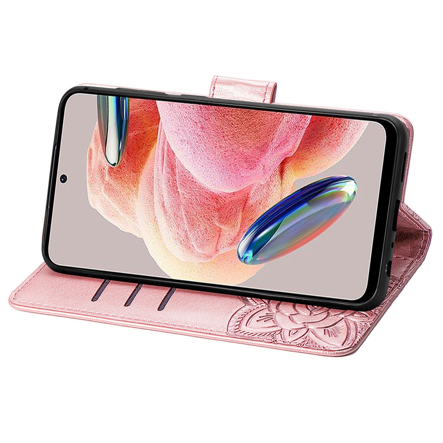 For Xiaomi Redmi Note 12 4G PU Leather Cover Stand Butterfly Imprinted Flip Wallet Phone Case