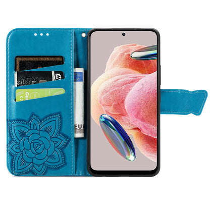 For Xiaomi Redmi Note 12 4G PU Leather Cover Stand Butterfly Imprinted Flip Wallet Phone Case