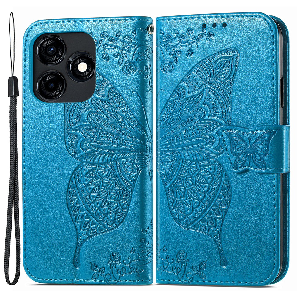 For Tecno Spark 10C 4G PU Leather Flip Cover Imprinting Butterfly Stand Wallet Cell Phone Case