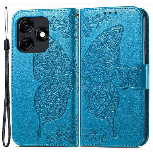For Tecno Spark 10C 4G PU Leather Flip Cover Imprinting Butterfly Stand Wallet Cell Phone Case