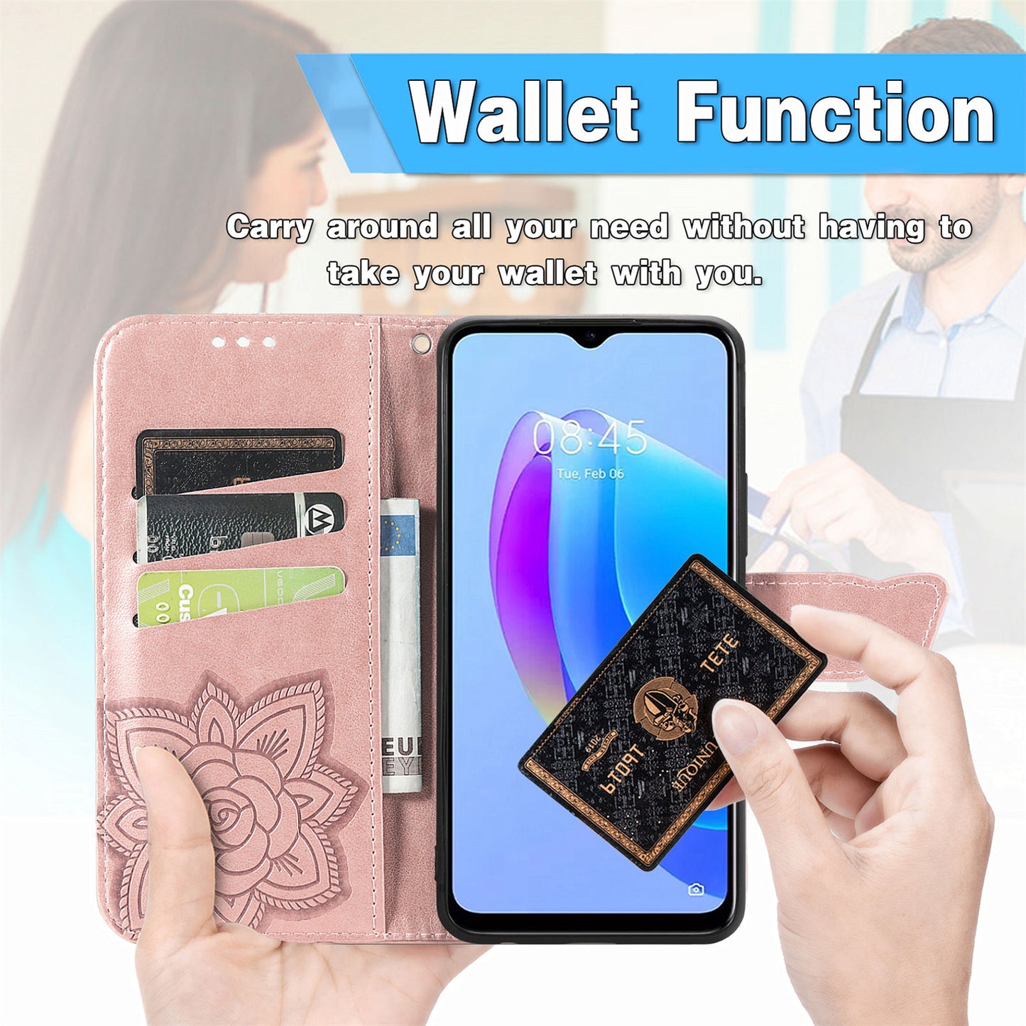For Tecno Spark 10C 4G PU Leather Flip Cover Imprinting Butterfly Stand Wallet Cell Phone Case