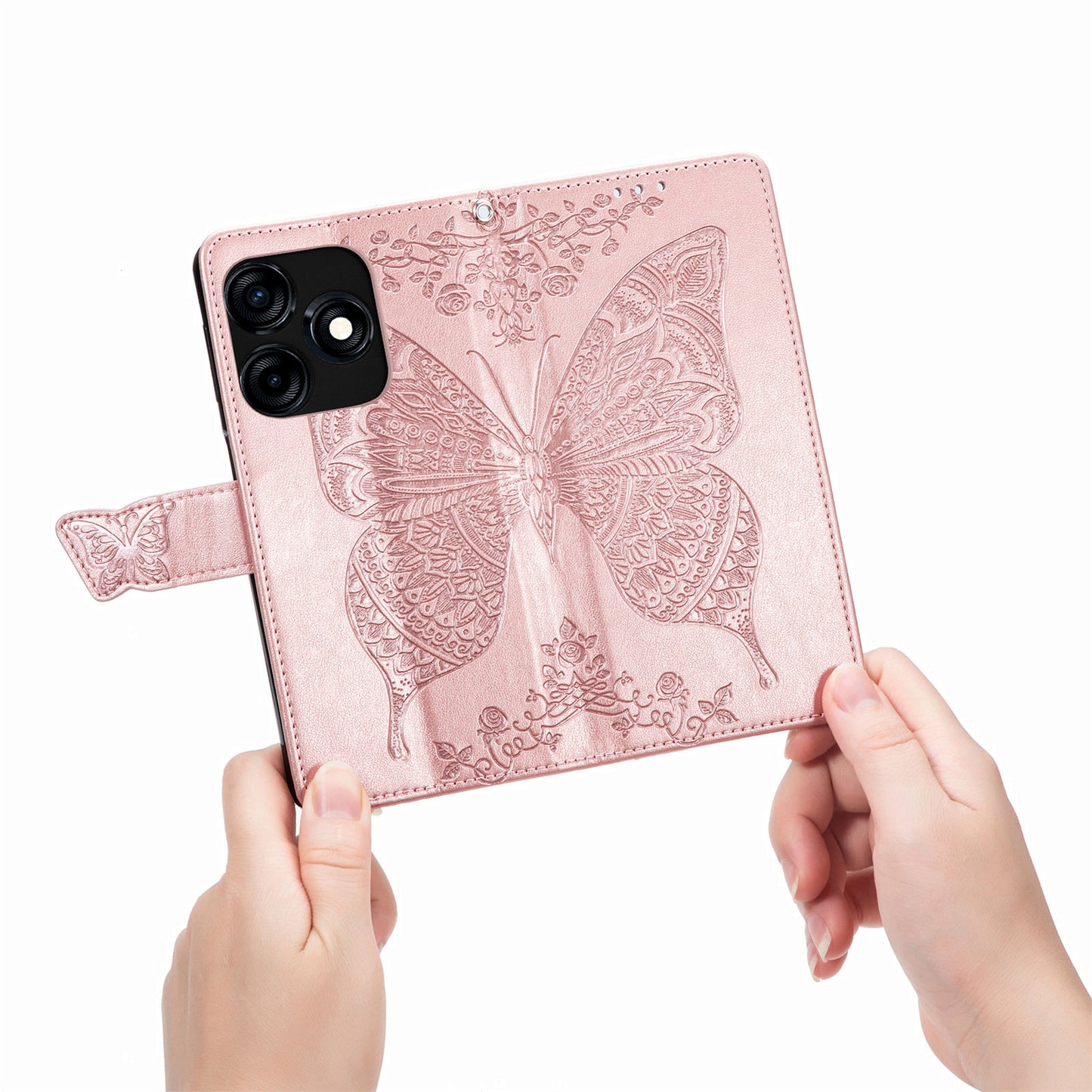 For Tecno Spark 10C 4G PU Leather Flip Cover Imprinting Butterfly Stand Wallet Cell Phone Case