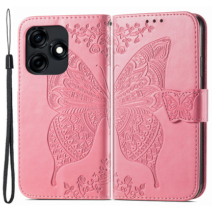 For Tecno Spark 10C 4G PU Leather Flip Cover Imprinting Butterfly Stand Wallet Cell Phone Case